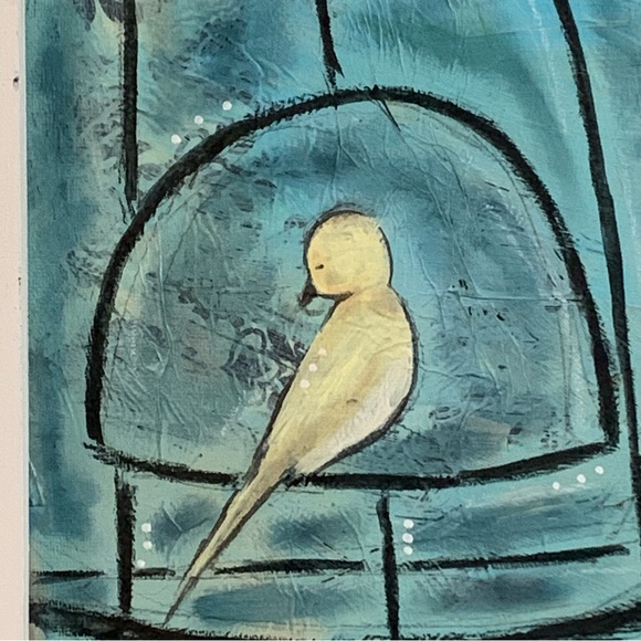 OOAK ART! ALLISON WEEKS THOMAS Sing Sweet Melodies ORIGINAL MIXED MEDIA PAINTING - Picture 2 of 8